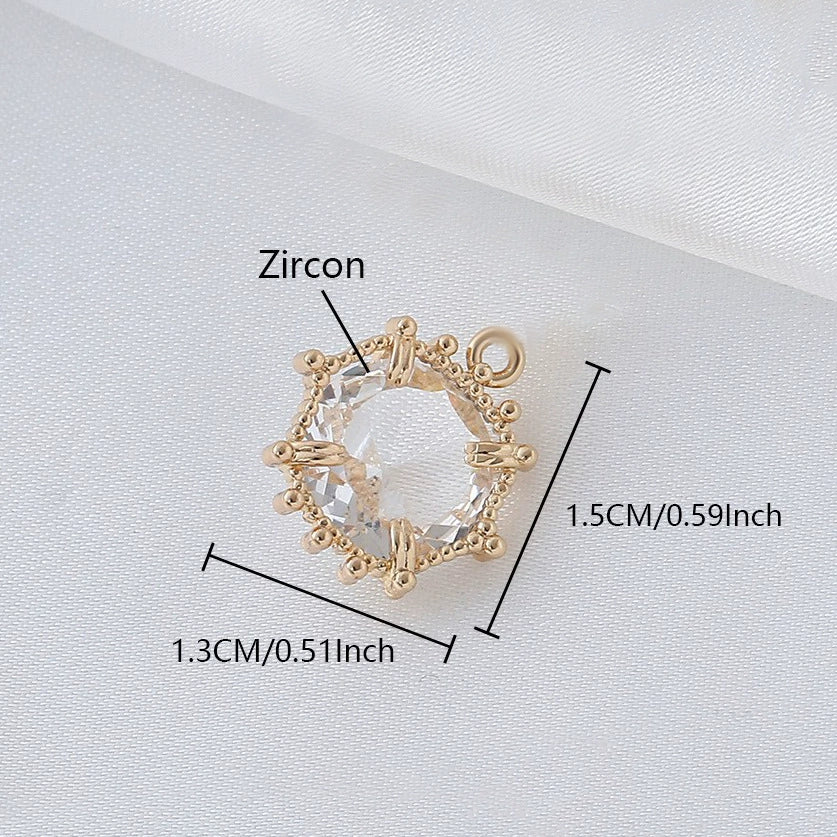 Wholesale Copper Goldplated Geometric Inlaid Zircon Crystal Pendant Jewelry Accessories For Diy Hair Bracelet Necklace - Image 6
