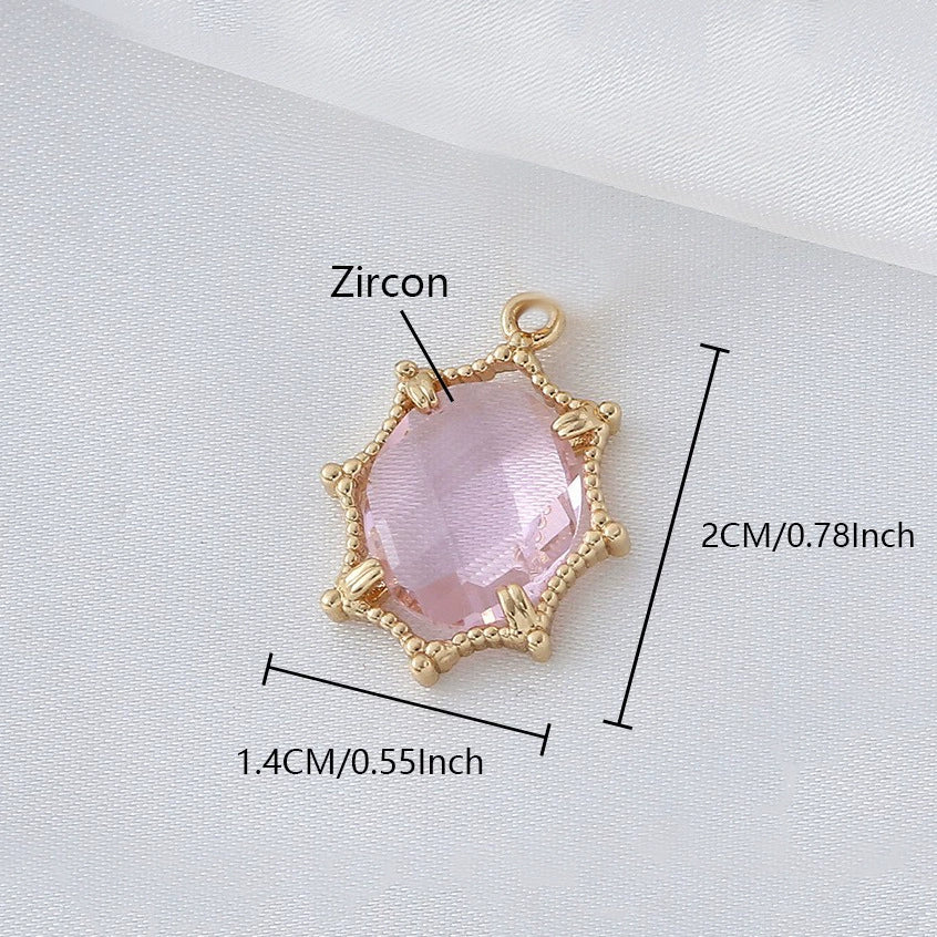 Wholesale Copper Goldplated Geometric Inlaid Zircon Crystal Pendant Jewelry Accessories For Diy Hair Bracelet Necklace - Image 8
