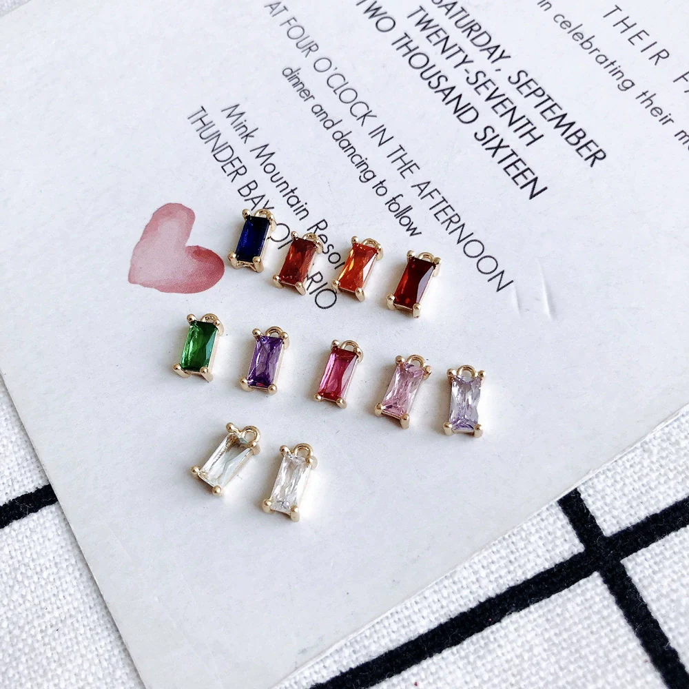 Wholesale Copper Hanging Crystal Geometric Square Pendant Jewelry Accessories With Red Copper Plated Zircon Inlay And Electroplating - Image 3