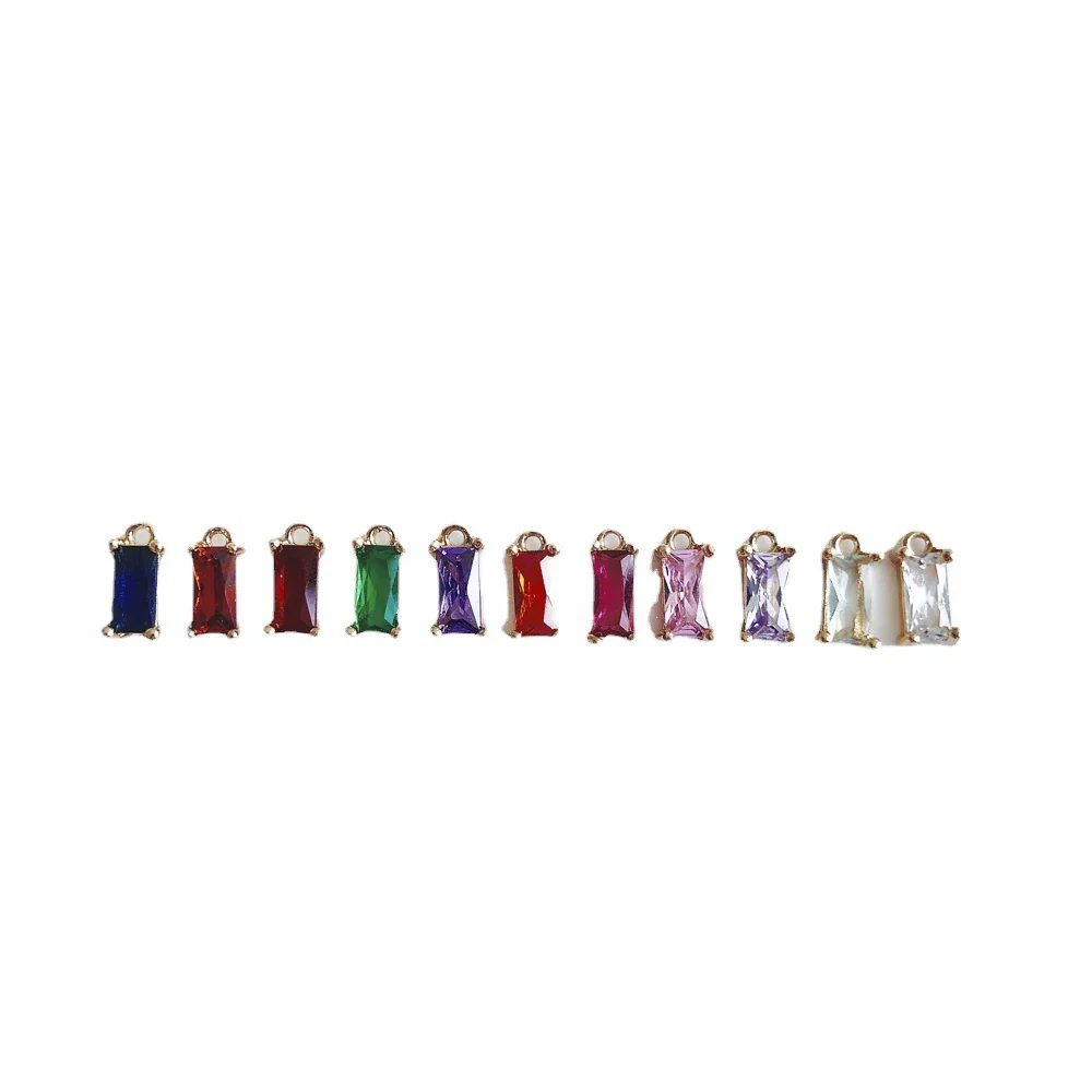 Wholesale Copper Hanging Crystal Geometric Square Pendant Jewelry Accessories With Red Copper Plated Zircon Inlay And Electroplating - Image 5