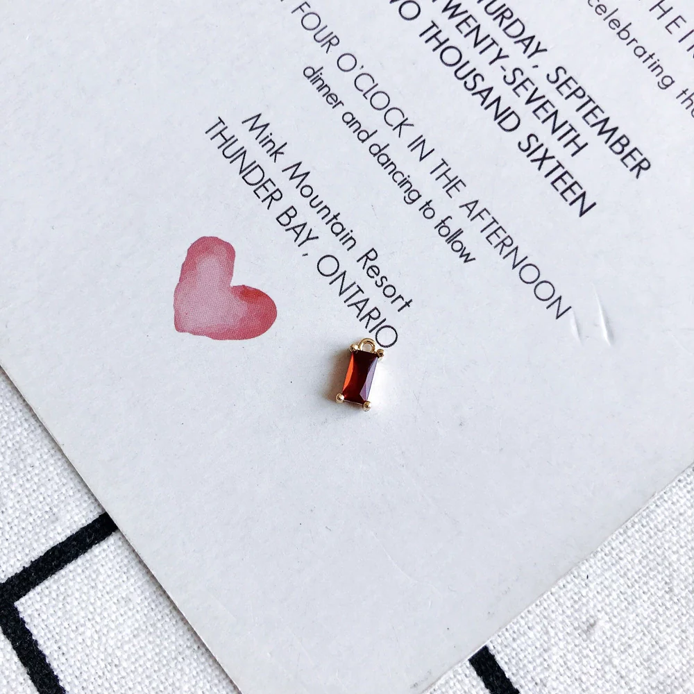 Wholesale Copper Hanging Crystal Geometric Square Pendant Jewelry Accessories With Red Copper Plated Zircon Inlay And Electroplating - Image 8