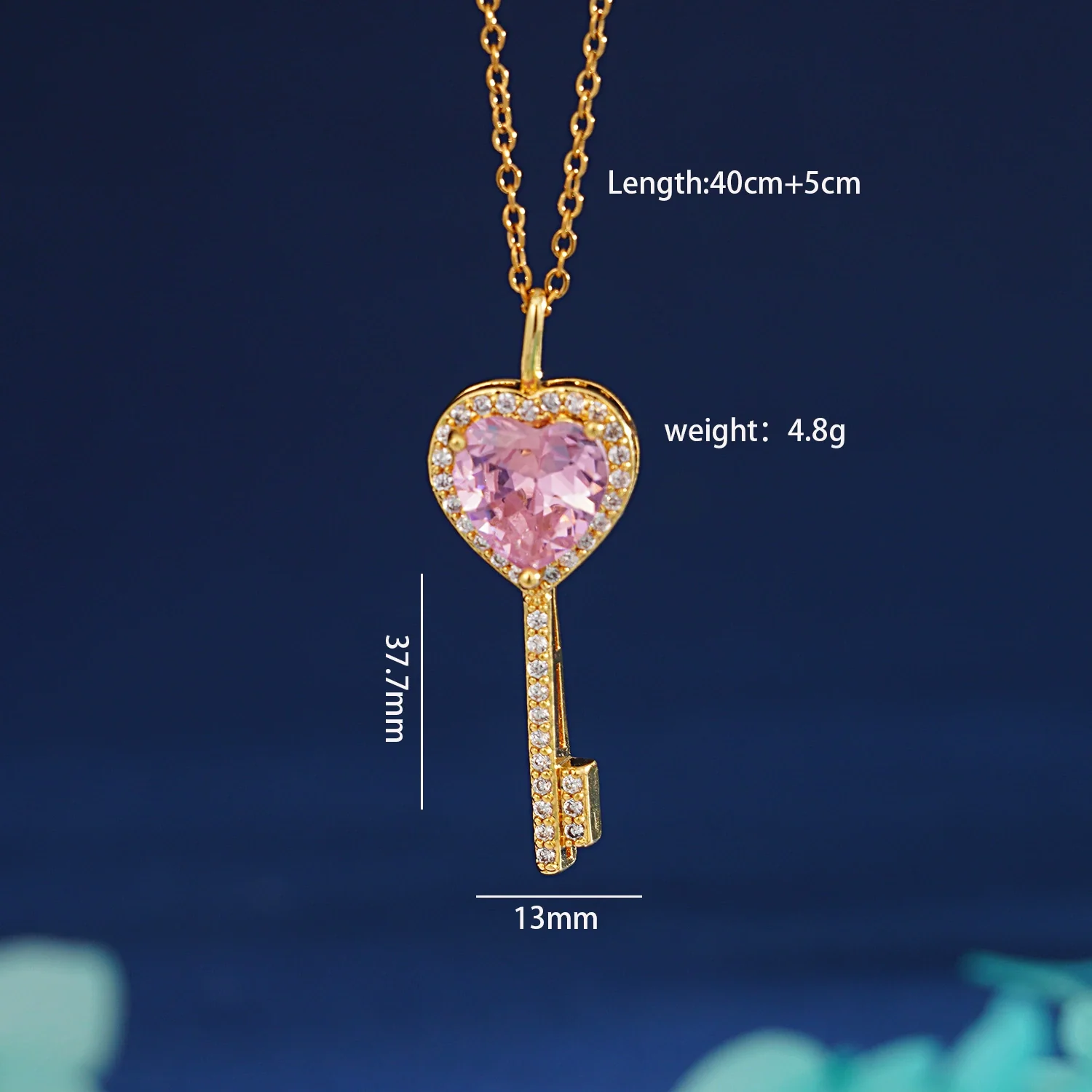 Wholesale Copper Heart Shape Zircon Pendant Necklace With Cross Chain And Electroplating For Women Light Luxury Style - Image 6