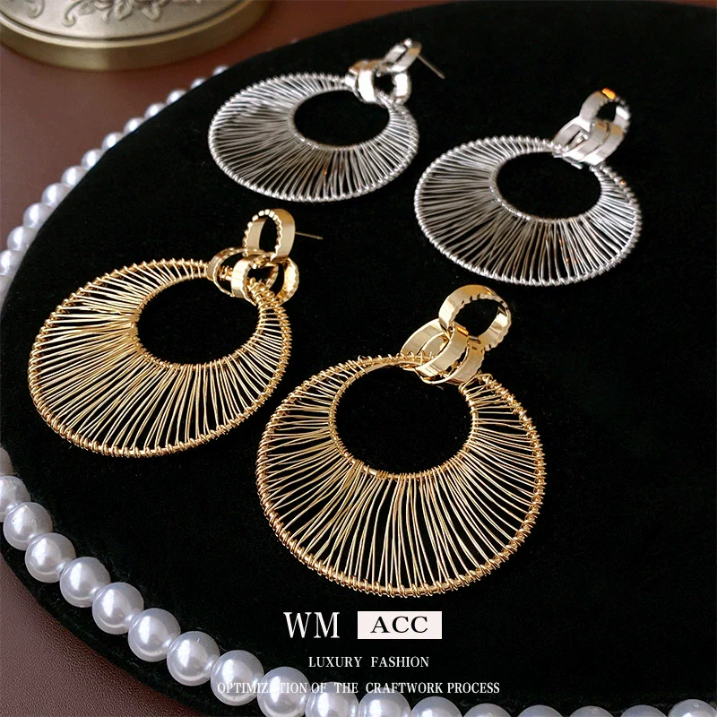 Wholesale Copper Hollowout Geometric Circle Earrings For Women