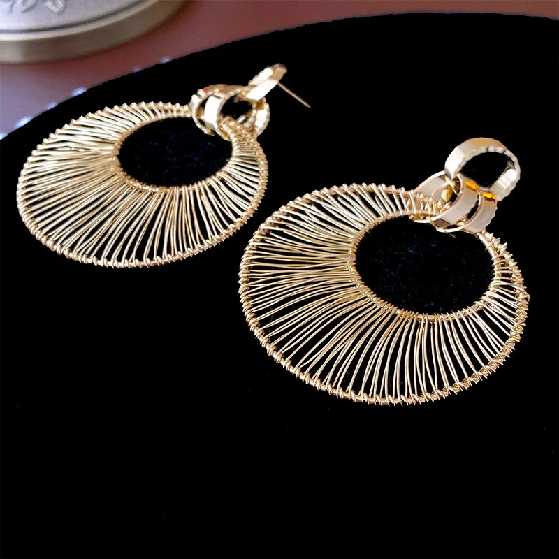 Wholesale Copper Hollowout Geometric Circle Earrings For Women - Image 6