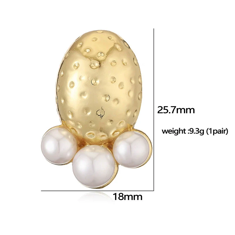 Wholesale Copper Inlaid Pearl Flower Petal And Geometric C Shaped Women's Earrings - Image 4