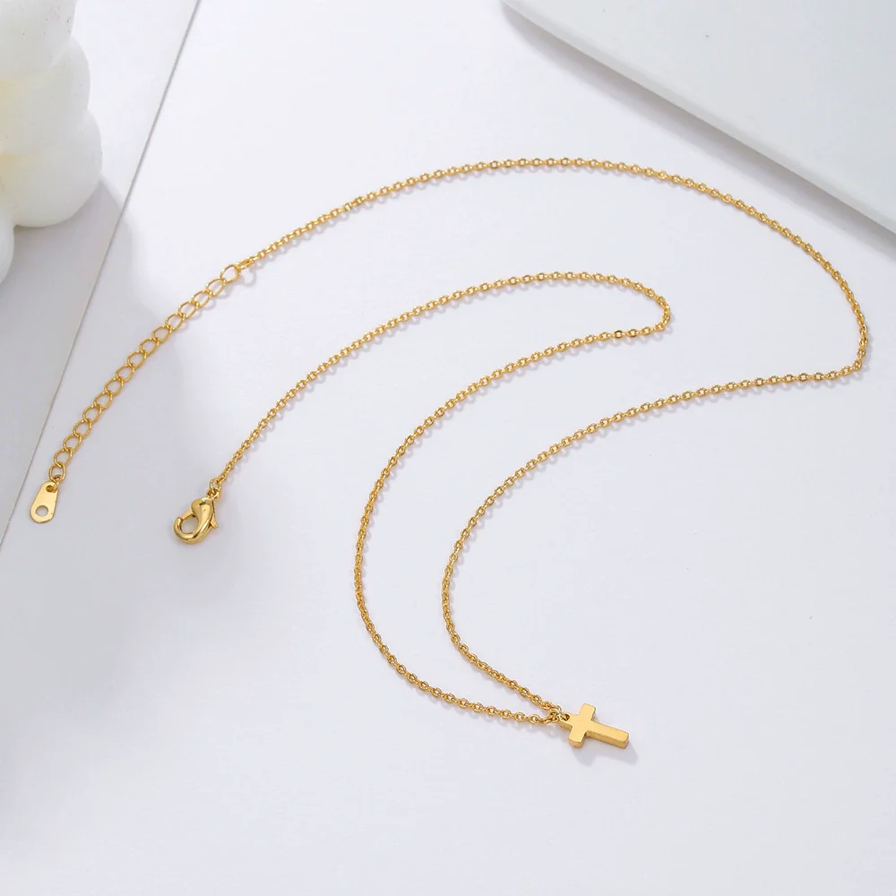Wholesale Copper Inlaid With Zircon Geometric Cross Handmade Necklace For Women - Image 3