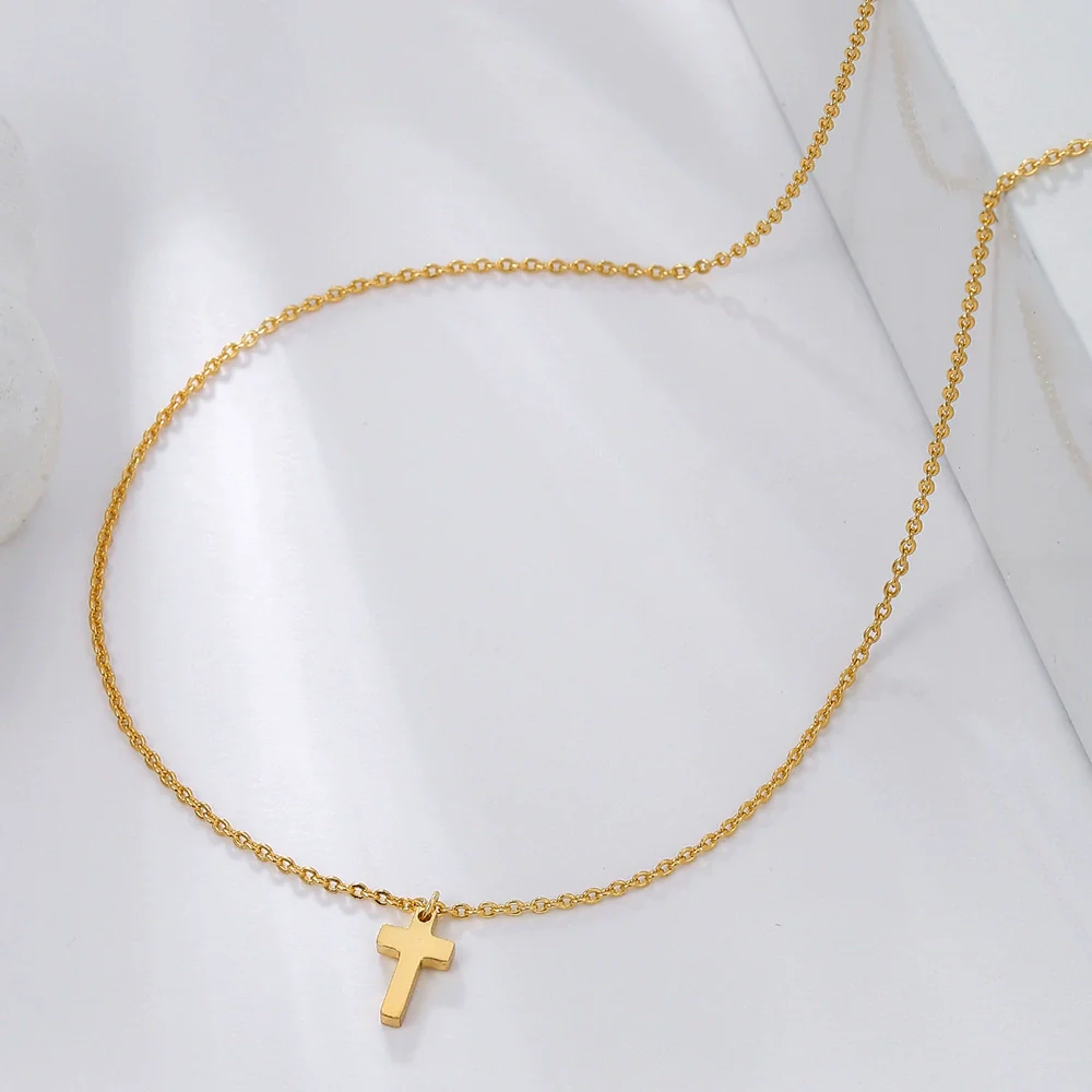 Wholesale Copper Inlaid With Zircon Geometric Cross Handmade Necklace For Women - Image 4