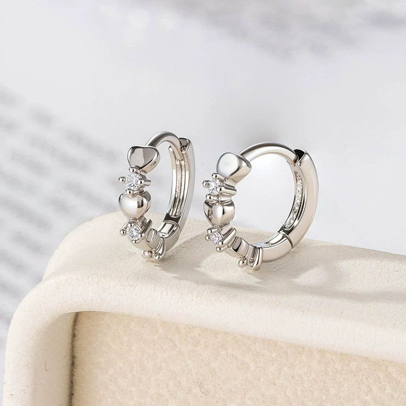 Wholesale Copper Inlaid Zircon Heartshaped Sweet Design Women's Earrings