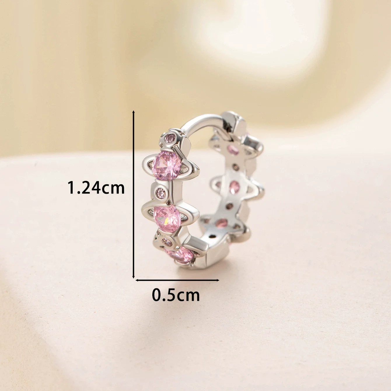 Wholesale Copper Inlaid Zircon Saturn Earring For Girls - Image 8