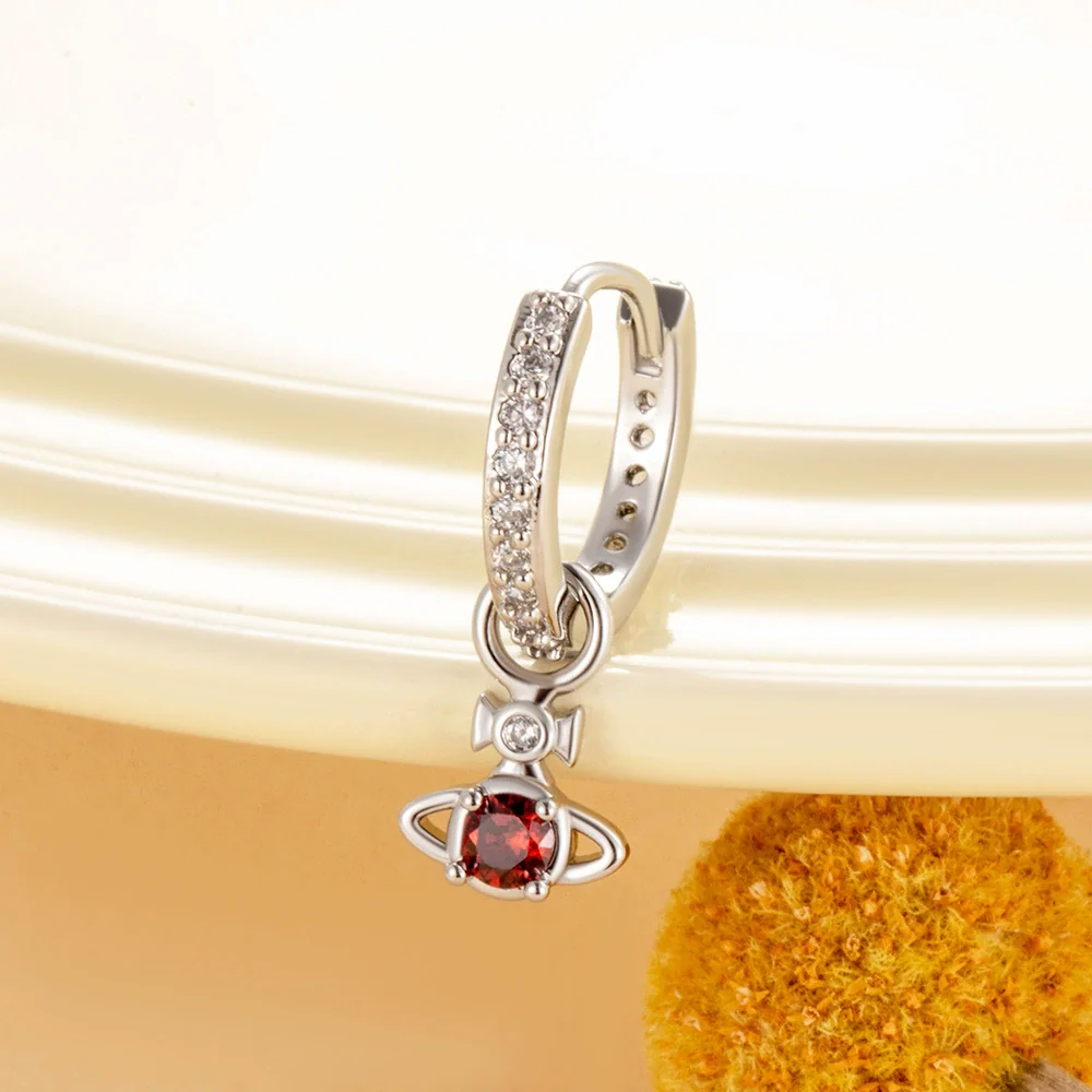 Wholesale Copper Inlaid Zircon Saturn Pendant Women's Earrings Sweet Style - Image 5