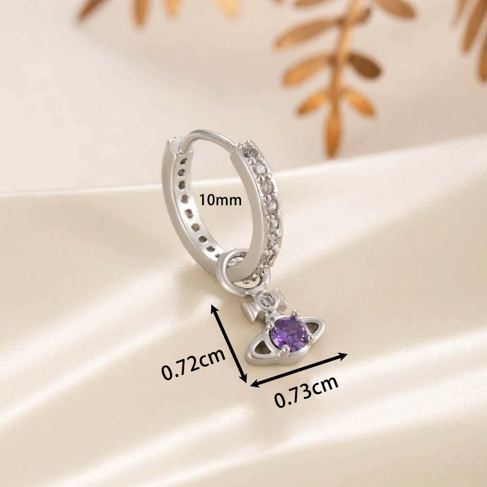 Wholesale Copper Inlaid Zircon Saturn Pendant Women's Earrings Sweet Style - Image 6