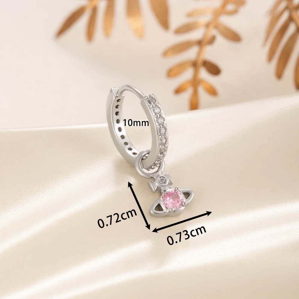 Wholesale Copper Inlaid Zircon Saturn Pendant Women's Earrings Sweet Style - Image 7
