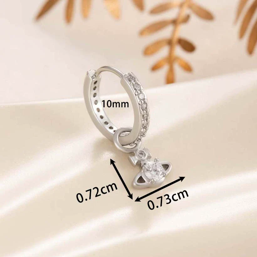 Wholesale Copper Inlaid Zircon Saturn Pendant Women's Earrings Sweet Style - Image 8