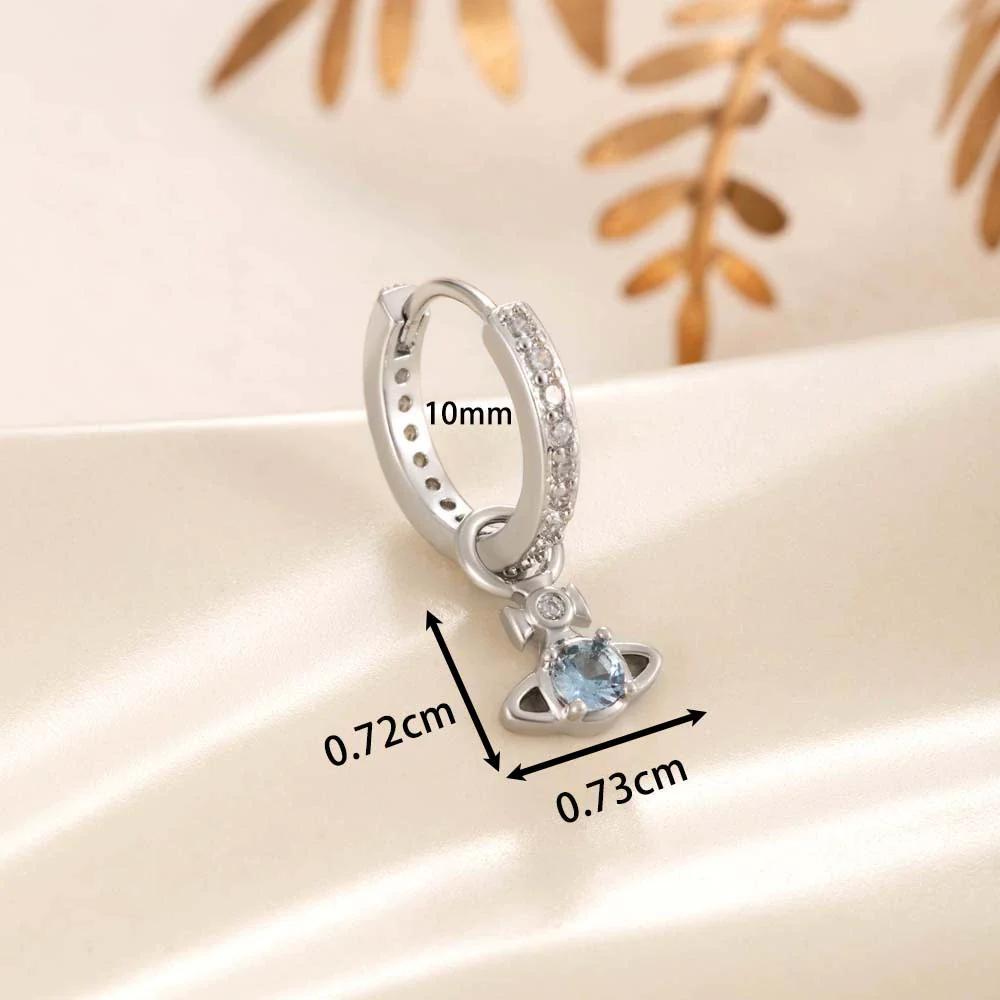 Wholesale Copper Inlaid Zircon Saturn Pendant Women's Earrings Sweet Style - Image 9