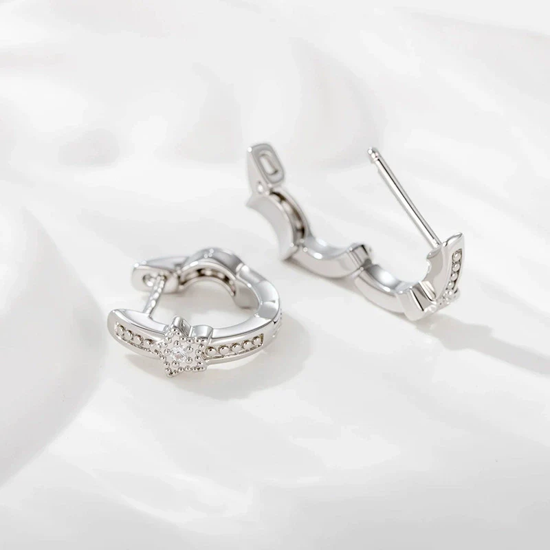 Wholesale Copper Inlaid Zircon Star And Moon Earrings For Women Simple Style - Image 3