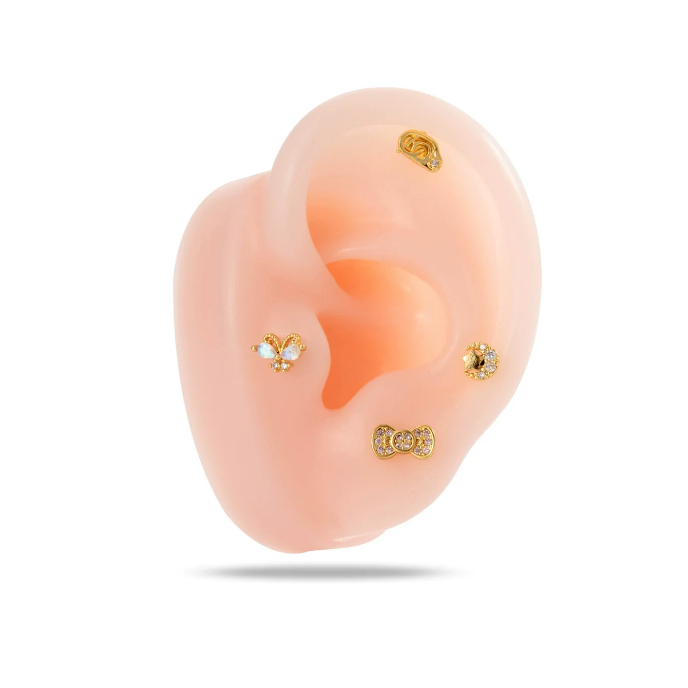 Wholesale Copper Jewelry Fashion Allmatch Moon Bow Style With Flower Pattern For Women - Image 3