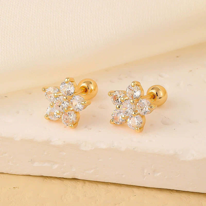 Wholesale Copper Jewelry Inlaid Zircon Star Earrings - Image 2
