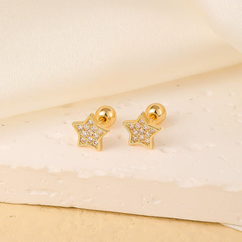 Wholesale Copper Jewelry Inlaid Zircon Star Earrings - Image 7