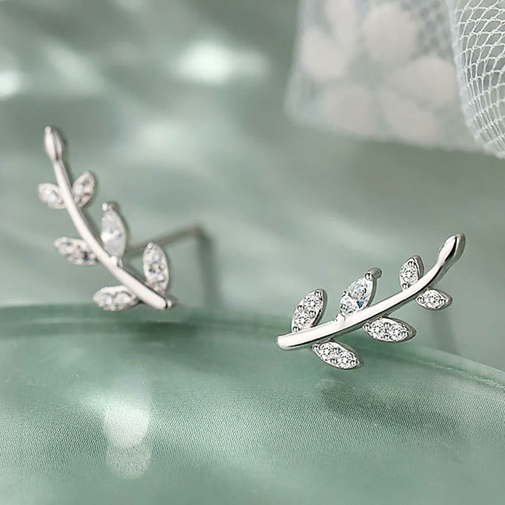 Wholesale Copper Leaf Ear Studs Mori Style For Women