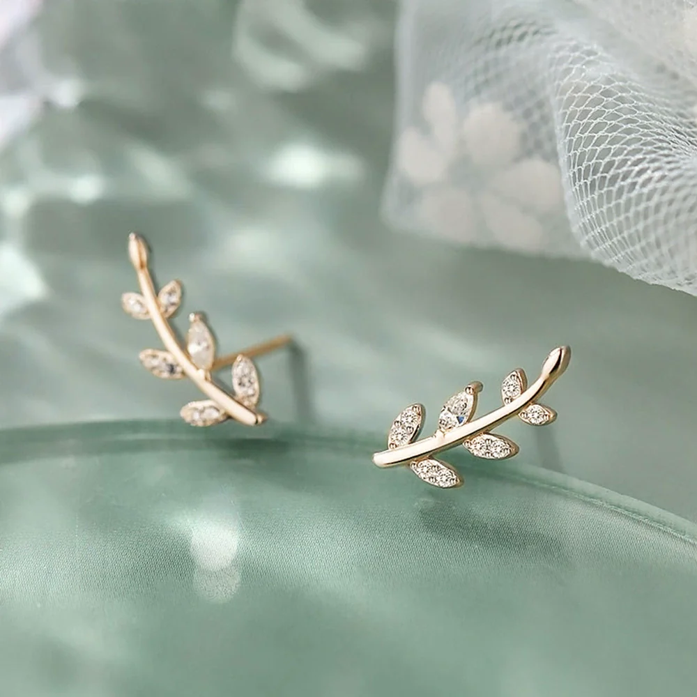 Wholesale Copper Leaf Ear Studs Mori Style For Women - Image 2
