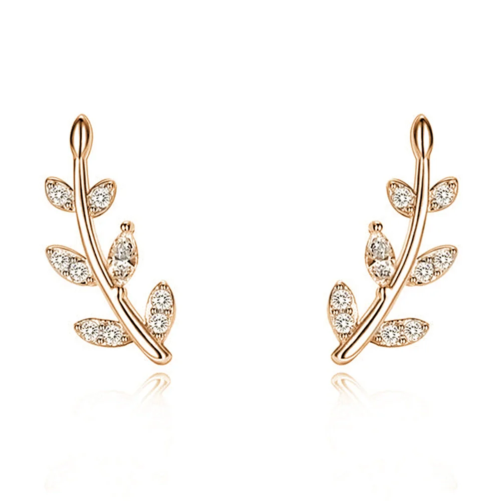 Wholesale Copper Leaf Ear Studs Mori Style For Women - Image 3