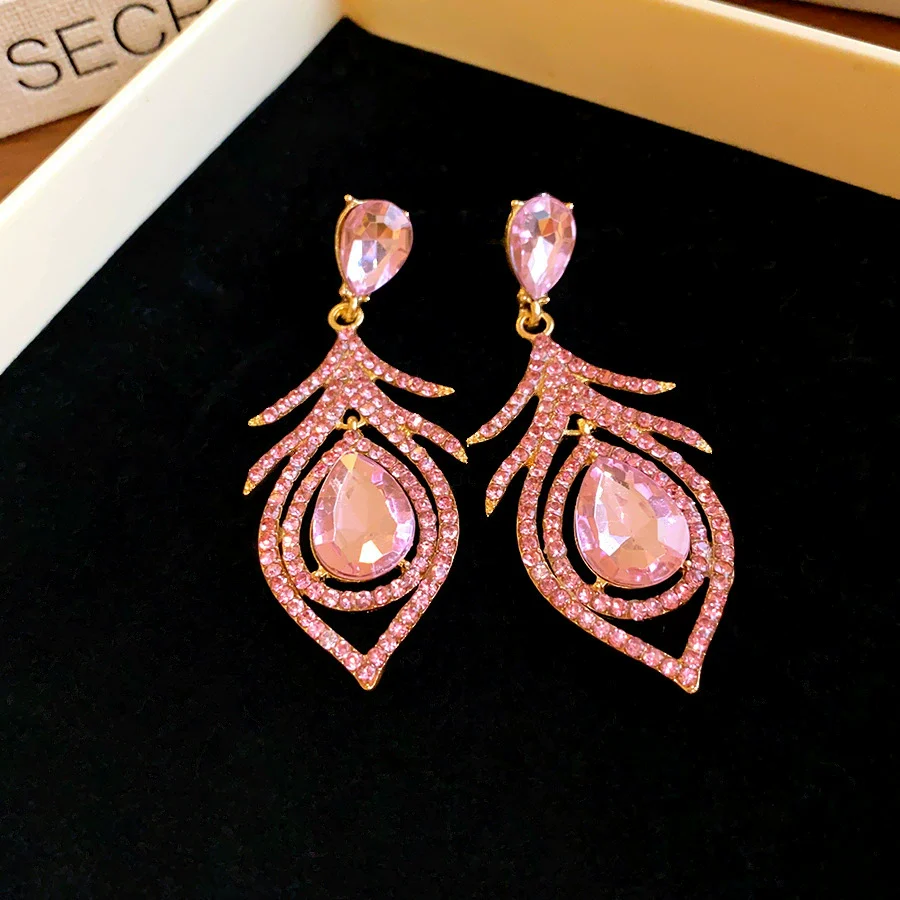 Wholesale Copper Medieval Vintage Geometric Flower Drop Zircon Earrings For Women - Image 11