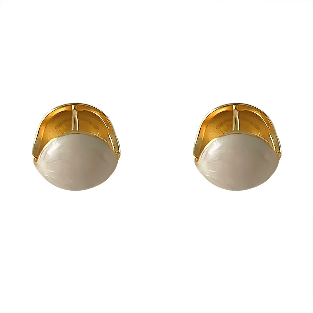 Wholesale Copper Metal Ball Earrings With Pearlescent Drop Glaze Wine Red Color Geometric Pattern Electroplating For Women - Image 5
