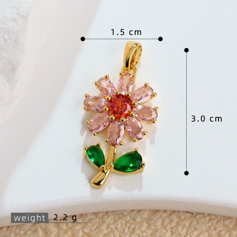 Wholesale Copper Microinlaid Flower Necklace With Zircon And Oil Painting Pendant For Women Electroplated Fashionable And Versatile Clavicle Chain Jewelry - Image 10