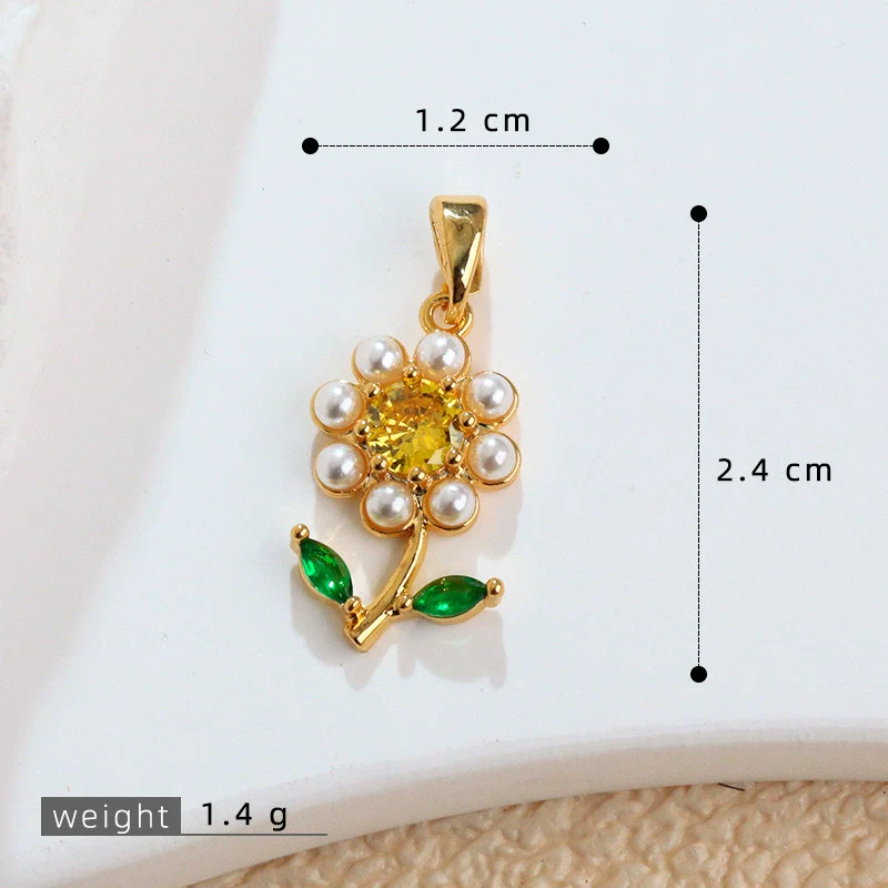 Wholesale Copper Microinlaid Flower Necklace With Zircon And Oil Painting Pendant For Women Electroplated Fashionable And Versatile Clavicle Chain Jewelry - Image 12