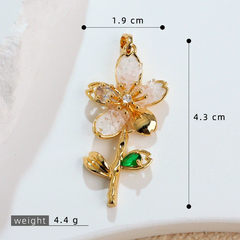 Wholesale Copper Microinlaid Flower Necklace With Zircon And Oil Painting Pendant For Women Electroplated Fashionable And Versatile Clavicle Chain Jewelry - Image 6