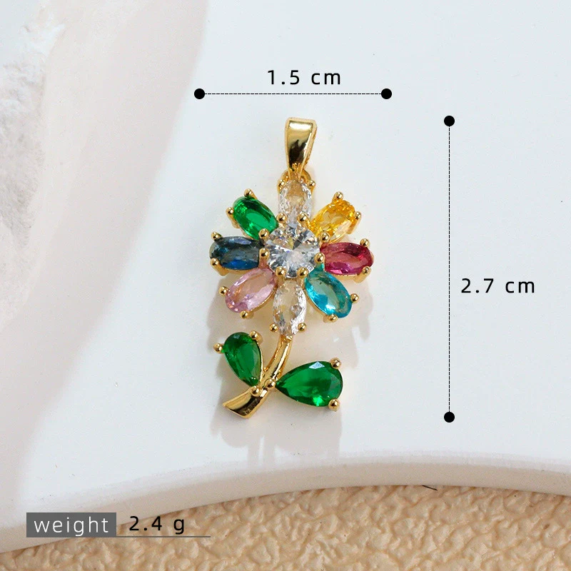 Wholesale Copper Microinlaid Flower Necklace With Zircon And Oil Painting Pendant For Women Electroplated Fashionable And Versatile Clavicle Chain Jewelry - Image 9