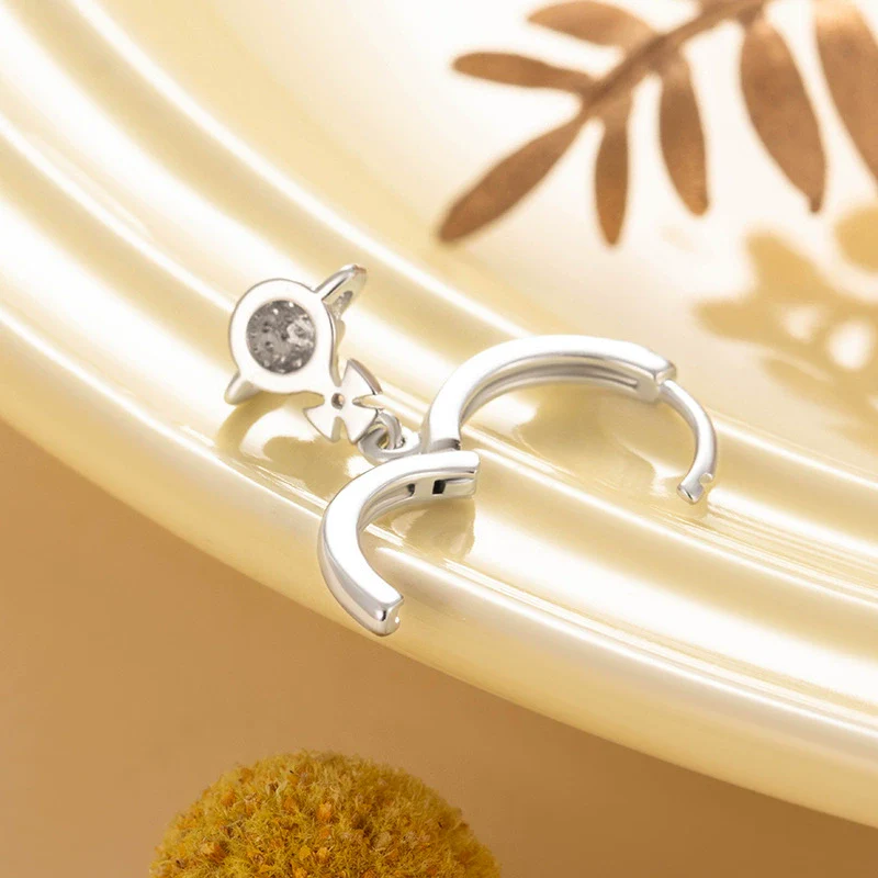 Wholesale Copper Microinlaid Zirconia Saturn Pendant Earrings For Girls Sweet Style - Image 3