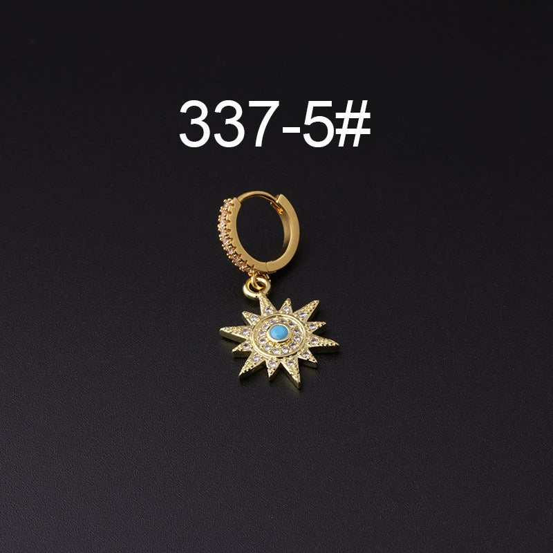 Wholesale Copper Microinlay Irregular Animals Zodiac Ear Buckle Piercing Earrings Jewelry - Image 10