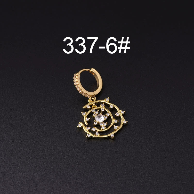 Wholesale Copper Microinlay Irregular Animals Zodiac Ear Buckle Piercing Earrings Jewelry - Image 11