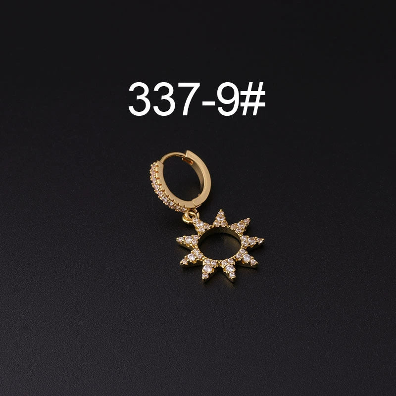Wholesale Copper Microinlay Irregular Animals Zodiac Ear Buckle Piercing Earrings Jewelry - Image 14