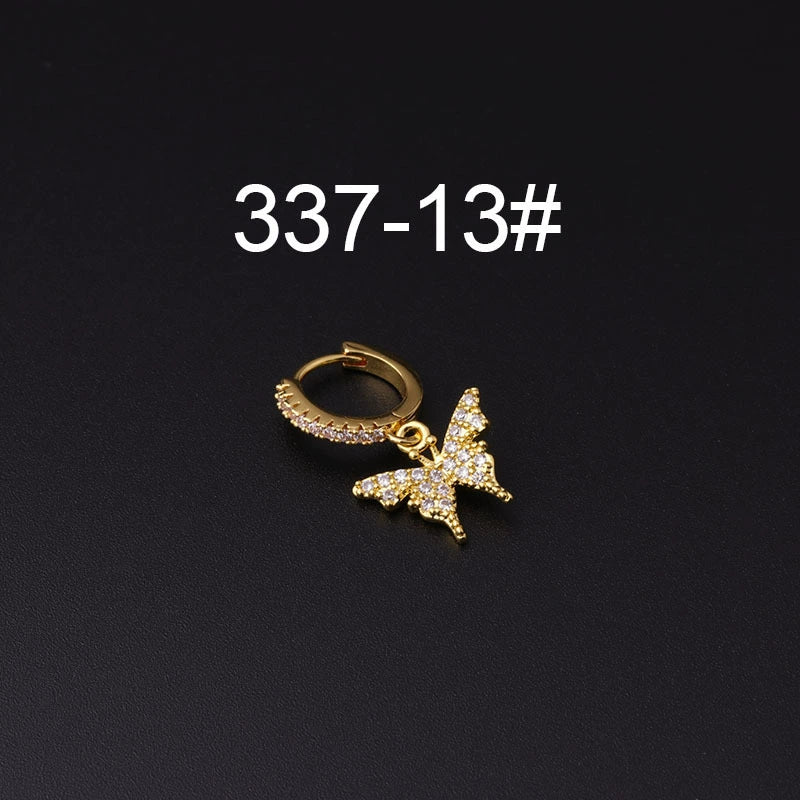 Wholesale Copper Microinlay Irregular Animals Zodiac Ear Buckle Piercing Earrings Jewelry - Image 18