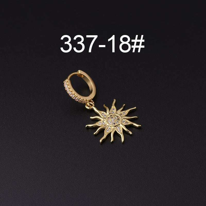 Wholesale Copper Microinlay Irregular Animals Zodiac Ear Buckle Piercing Earrings Jewelry - Image 23