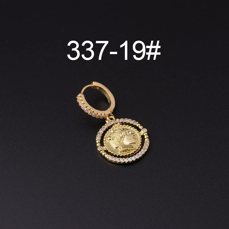 Wholesale Copper Microinlay Irregular Animals Zodiac Ear Buckle Piercing Earrings Jewelry - Image 24