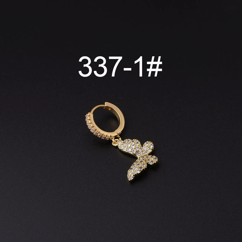 Wholesale Copper Microinlay Irregular Animals Zodiac Ear Buckle Piercing Earrings Jewelry - Image 6