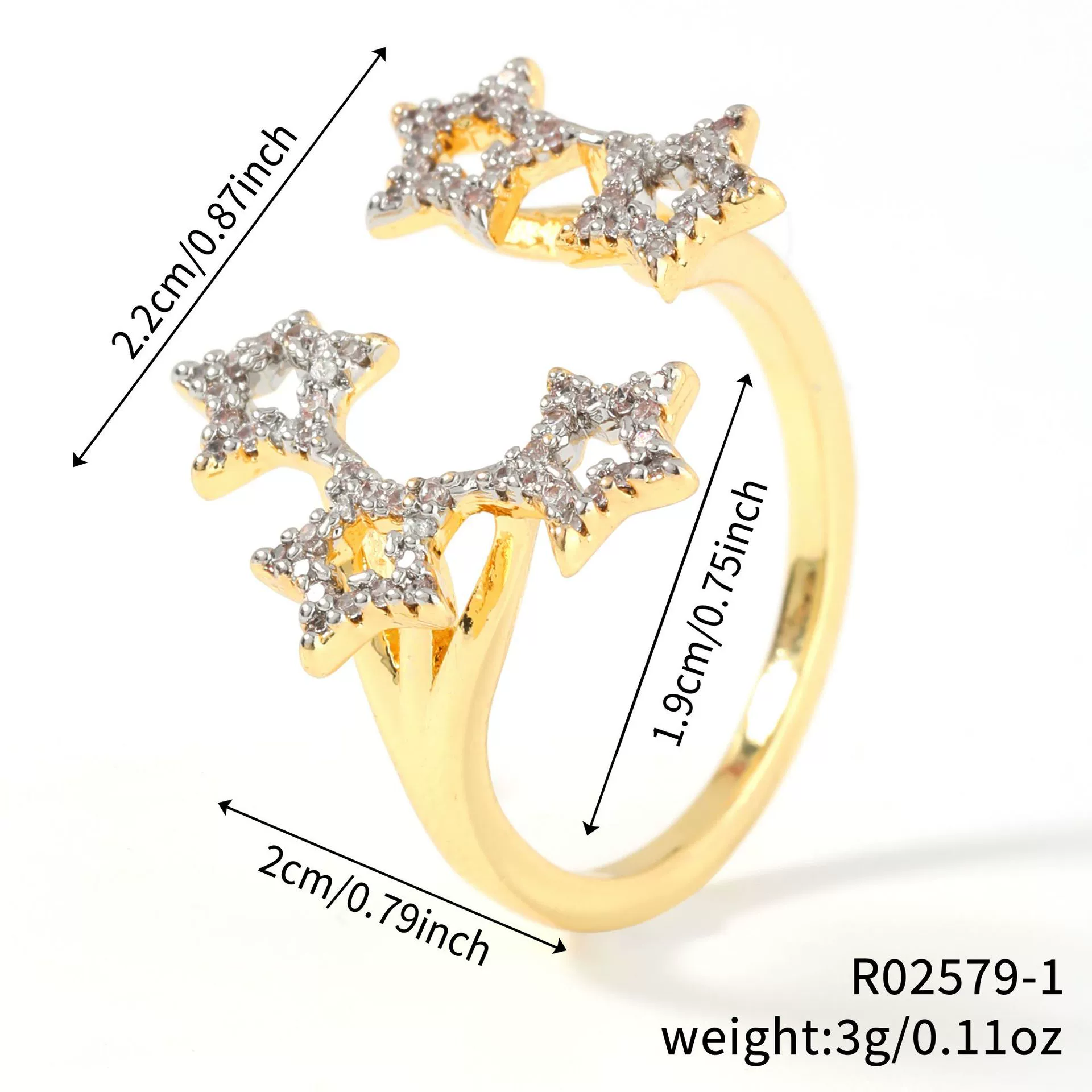 Wholesale Copper Minimalist Star Shape Electroplated Ring - Image 6