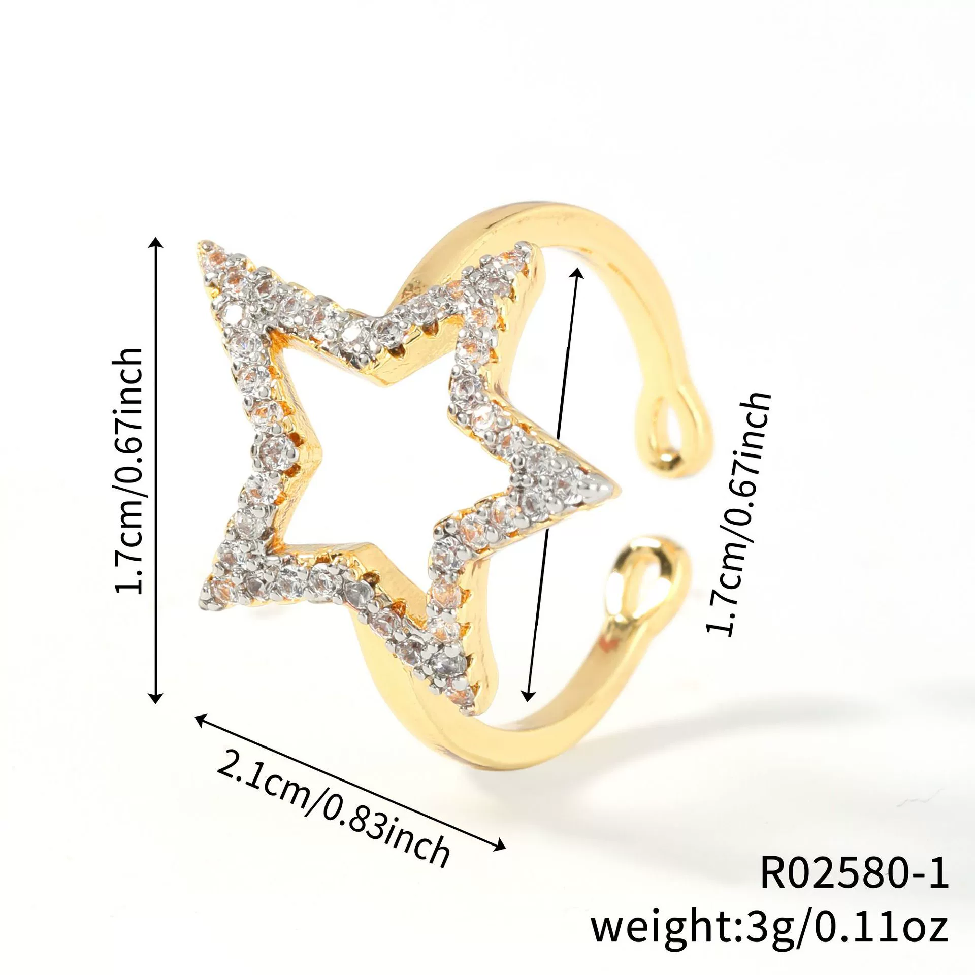 Wholesale Copper Minimalist Star Shape Electroplated Ring - Image 7