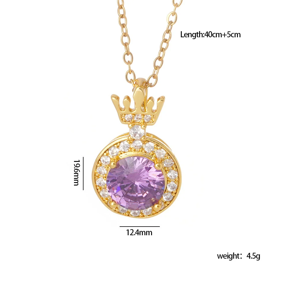 Wholesale Copper Necklace With Mixed Gemstone Inlay Zircon Purple Electroplated O Chain Drop Shape Heart Shape For Women - Image 14