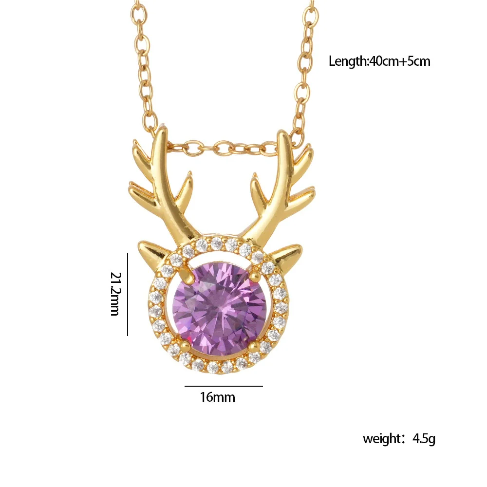 Wholesale Copper Necklace With Mixed Gemstone Inlay Zircon Purple Electroplated O Chain Drop Shape Heart Shape For Women - Image 9