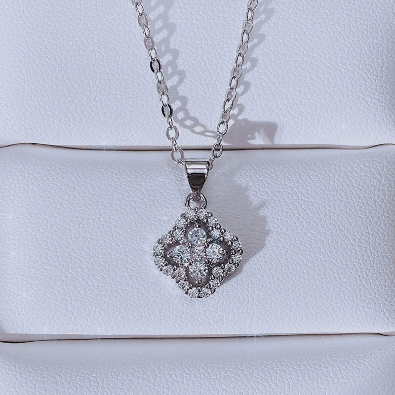 Wholesale Copper Ochain Mixed Gem Inlaid Fourleaf Clover Pendant Necklace With Zircon And Flower Design - Image 2