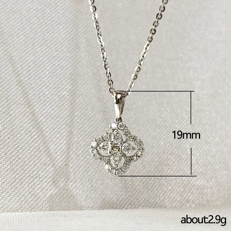 Wholesale Copper Ochain Mixed Gem Inlaid Fourleaf Clover Pendant Necklace With Zircon And Flower Design - Image 5