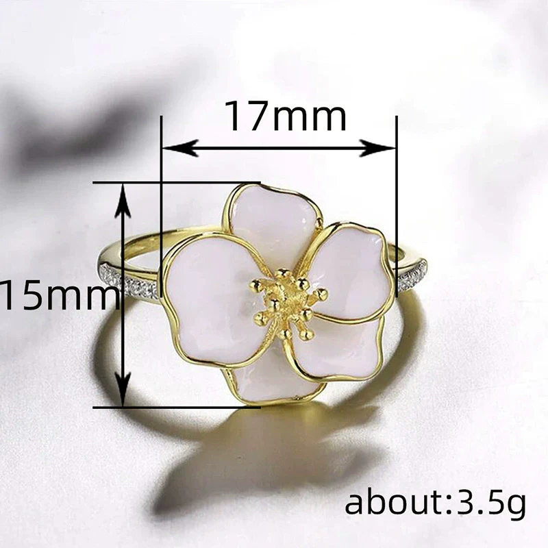 Wholesale Copper Pastoral Style Flower Leaves Zircon Inlaid Finger Ring - Image 4