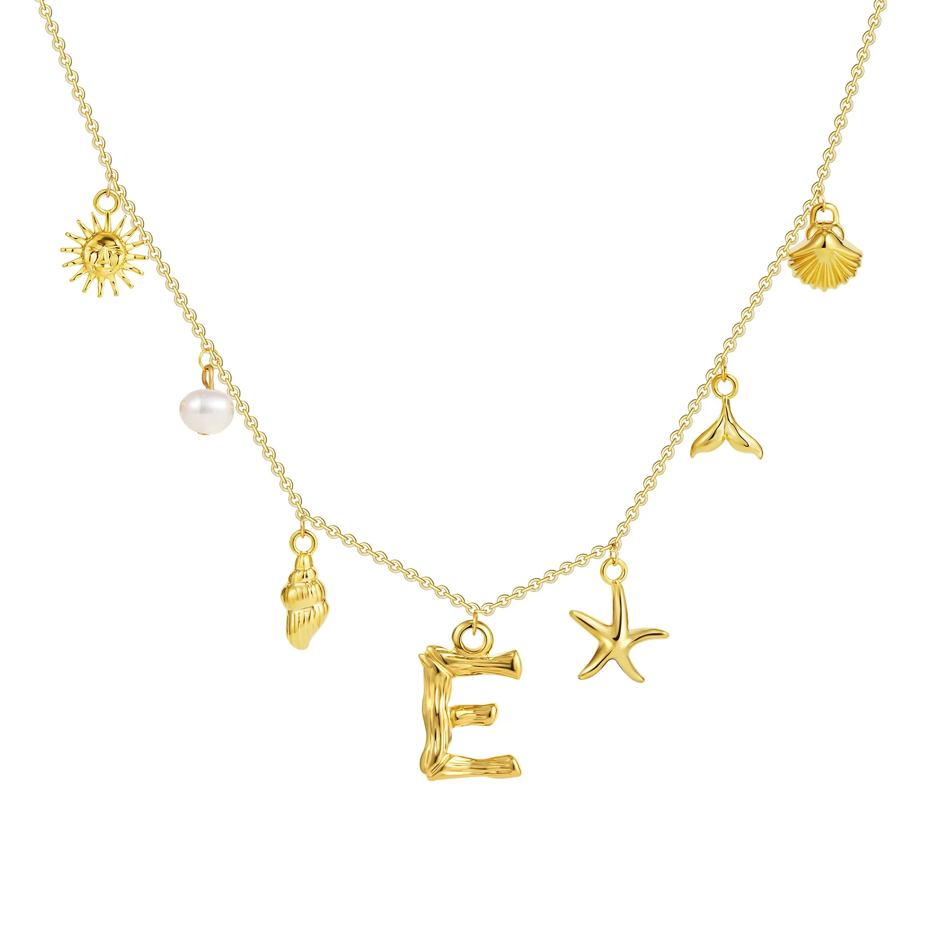 Wholesale Copper Pendant Necklace With Letter Pattern And Electroplating Treatment Oshaped Chain Vacation Style For Women - Image 10