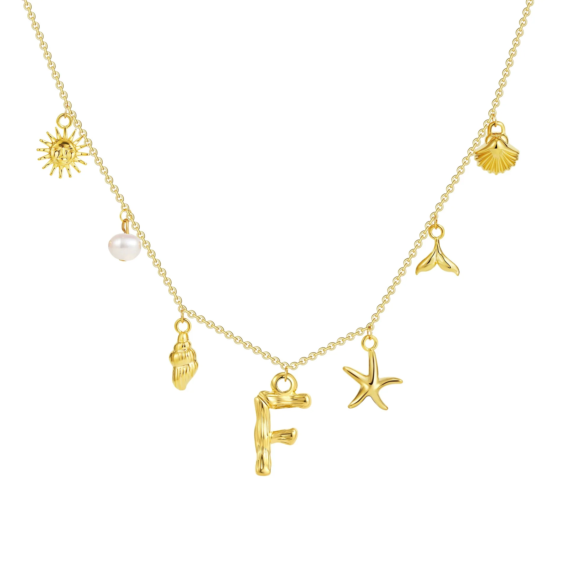 Wholesale Copper Pendant Necklace With Letter Pattern And Electroplating Treatment Oshaped Chain Vacation Style For Women - Image 11