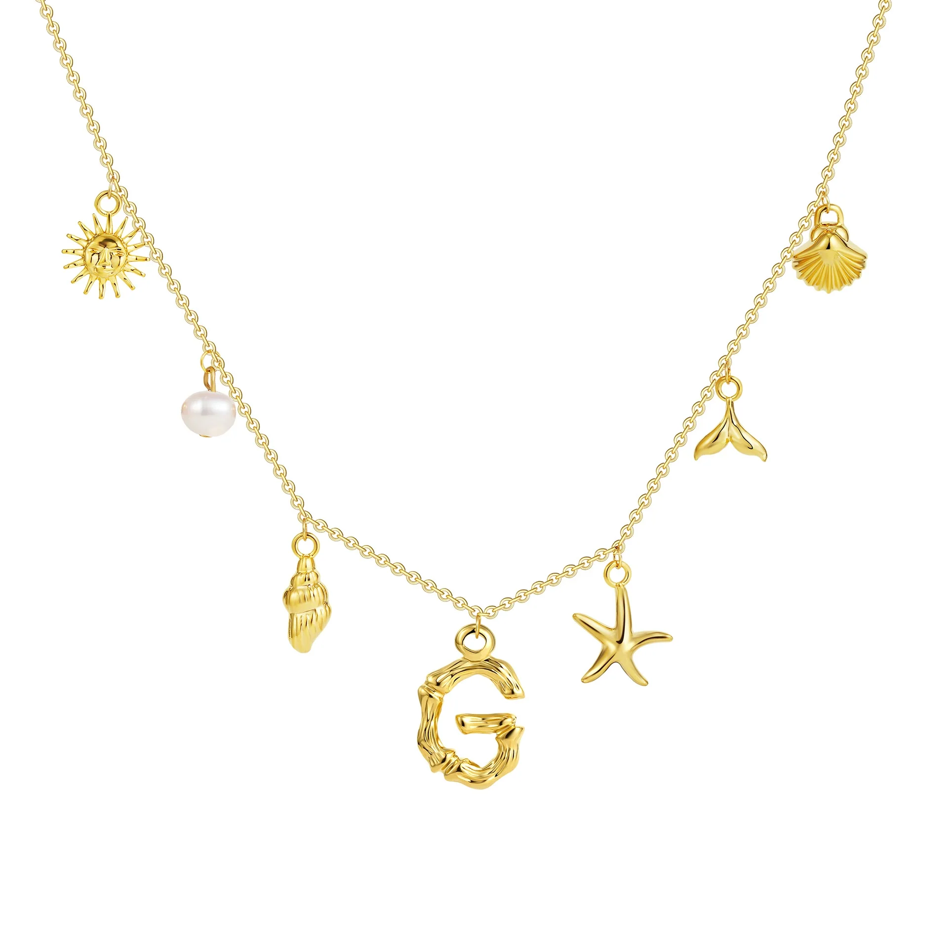 Wholesale Copper Pendant Necklace With Letter Pattern And Electroplating Treatment Oshaped Chain Vacation Style For Women - Image 12