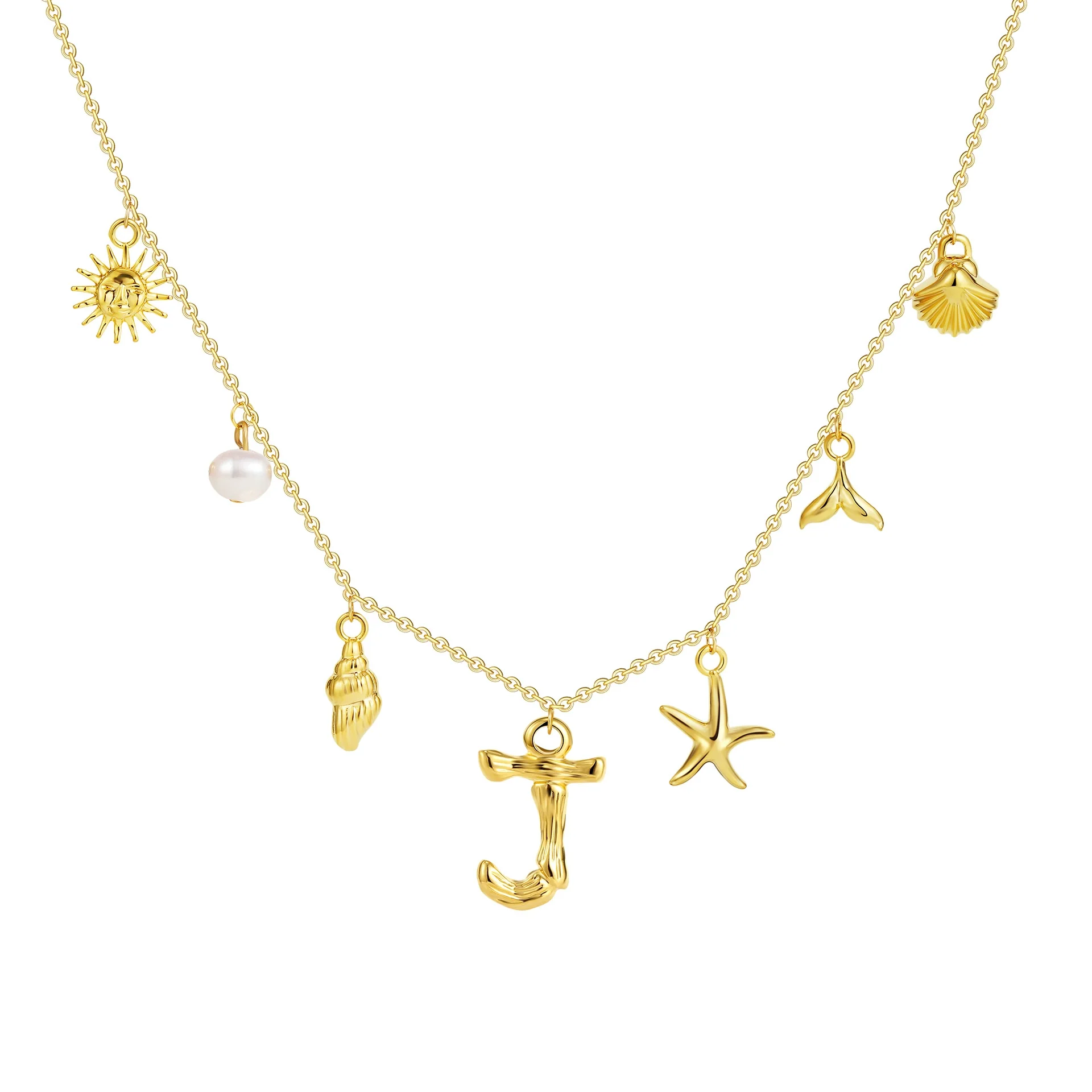 Wholesale Copper Pendant Necklace With Letter Pattern And Electroplating Treatment Oshaped Chain Vacation Style For Women - Image 15
